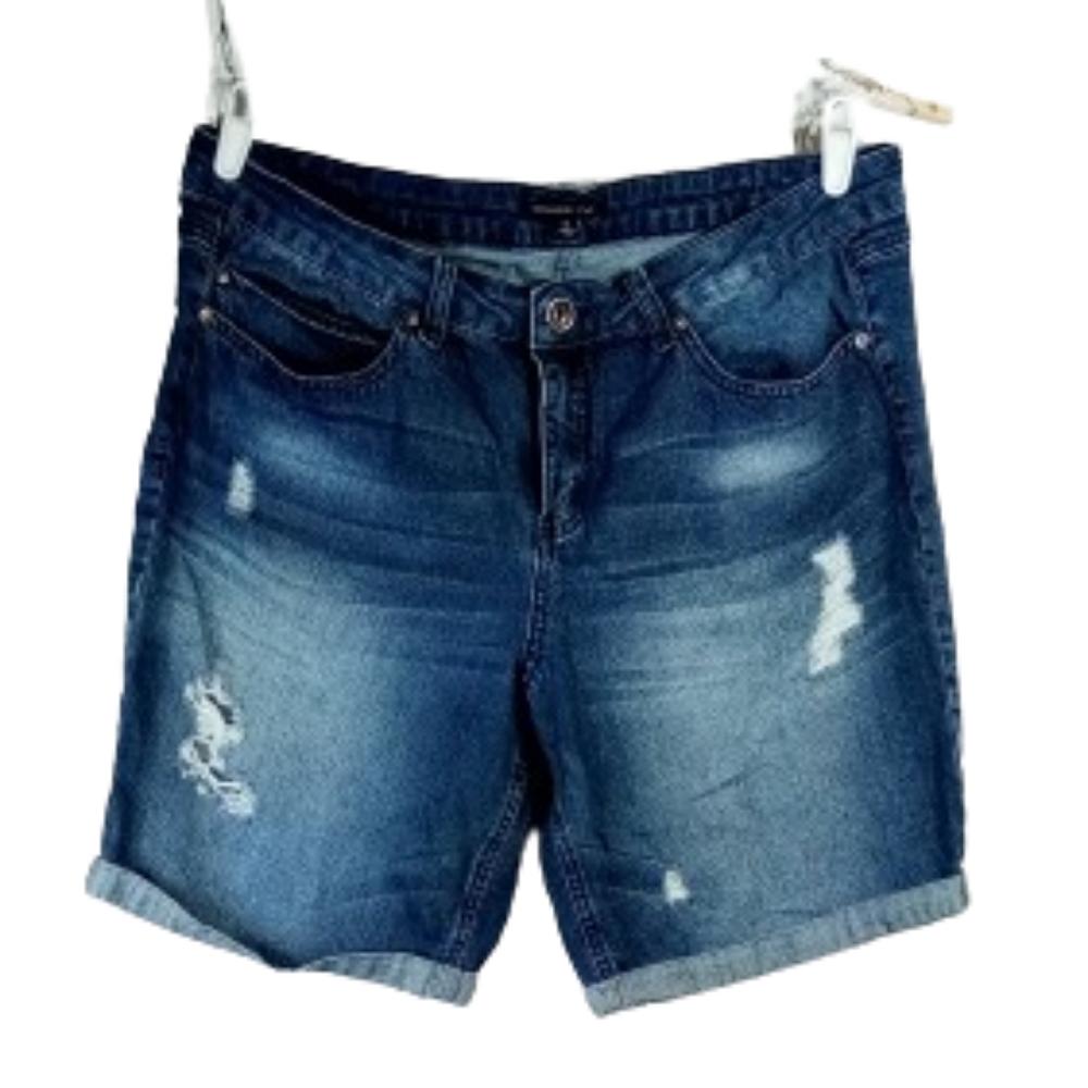 Signature Studio Distressed Cuffed Jean Shorts Sz 16